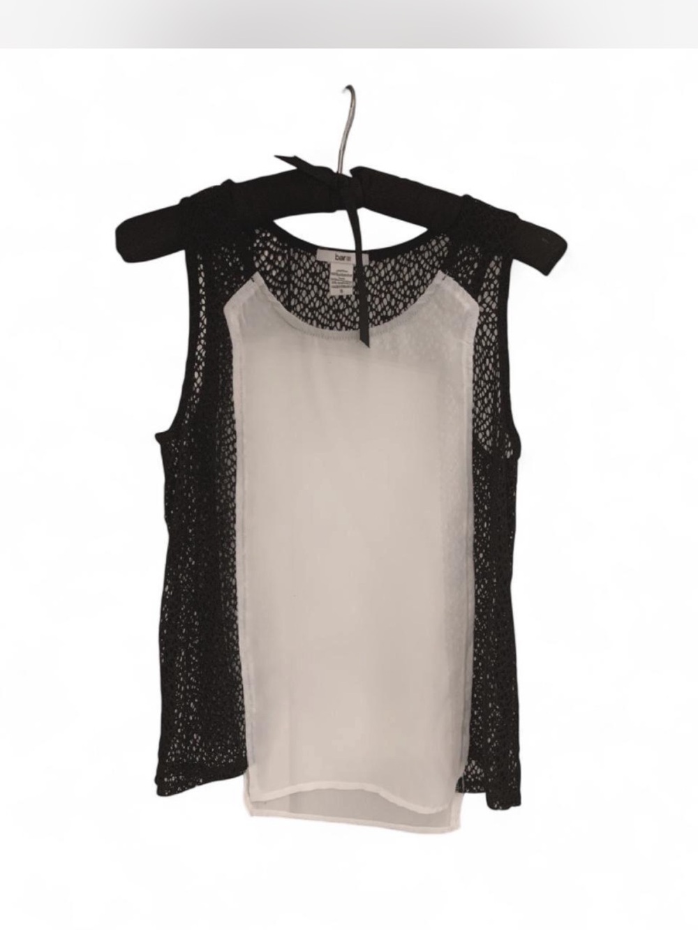 Bar III Black Crochet & White Chiffon Sleeveless Tank size S